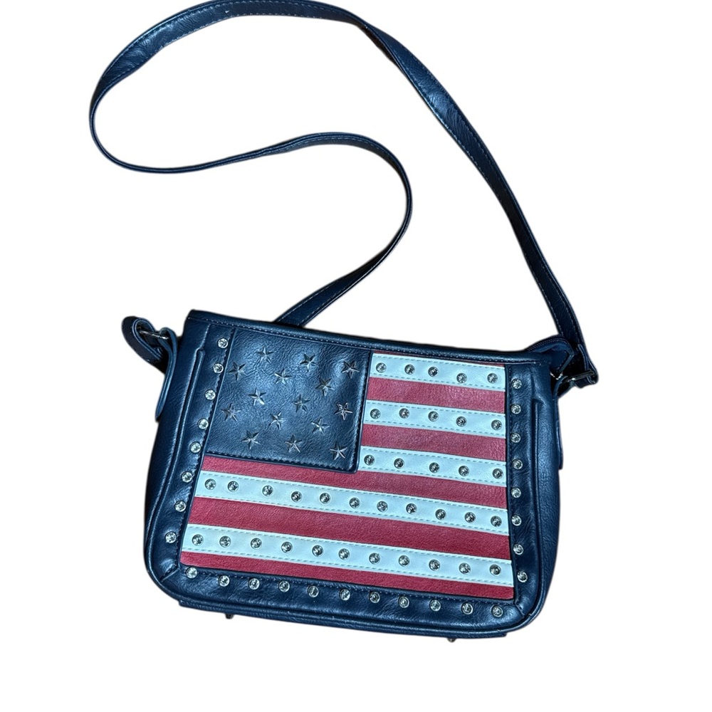 Montana West Vegan Leather Patriotic USA Crossbody Gem Studded Purse